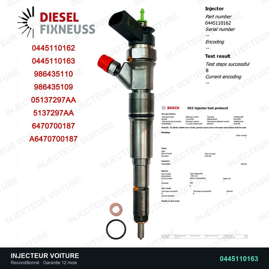 0445110163 injecteur Bosch pour Mercedes Sprinter, pièce reconditionnée testée au banc