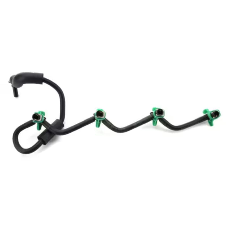 Kit tuyau retour injecteur HDi 1.6 1574HX 1574CC, vue du tuyau avec ses 4 connecteurs verts
